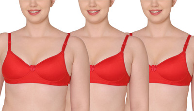 KOMLI Komli Transparent back Seamless Cotton Rich Lightly Padded Bra Women Full Coverage Lightly Padded Bra(Red)