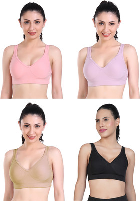 Shyam Sons FLAIR Curvv Women Sports Non Padded Bra(Pink, Purple, Brown, Black)