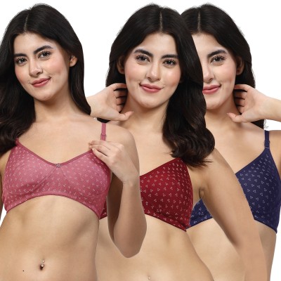 LILY Itida Women T-Shirt Non Padded Bra(Maroon, Maroon, Blue)