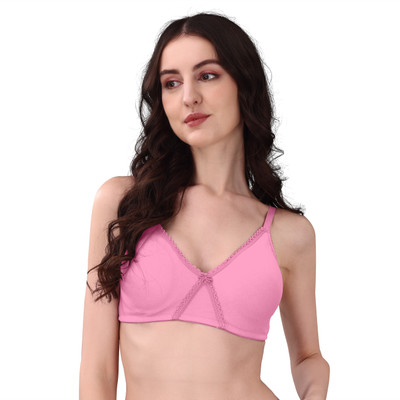 exotica lingire Exotica Lingerie Non Padded Lace Cross Bellt Bra Women Full Coverage Non Padded Bra(Pink)