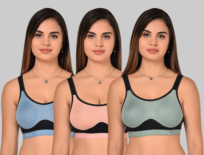 Lady One Women Sports Non Padded Bra(Light Blue, Light Green, Pink)