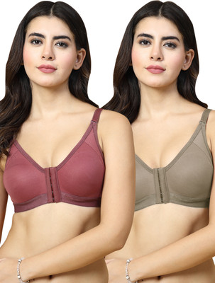 Docare DCFO280 Front Open Women T-Shirt Non Padded Bra(Maroon, Brown)