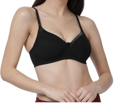 Joomie Women T-Shirt Lightly Padded Bra(Black)