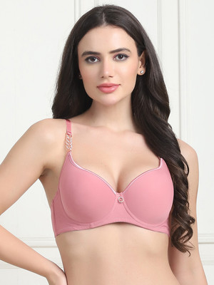Quttos Quttos Lightly Padded T-shirt Bra With Chain Strap Women Push-up Lightly Padded Bra(Pink)