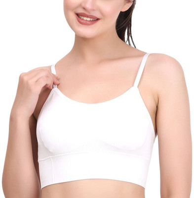 TIARA LEGGINGS Women Cami Bra Lightly Padded Bra 646 Women Sports Lightly Padded Bra(White)