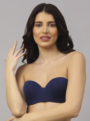 PrivateLifes PrettyCat wired strapless tshirt bra Women Balconette Lightly Padded Bra(Blue)