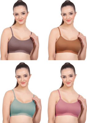 FigureFit FFSB05 Women Sports Non Padded Bra(Brown, Brown, Purple, Green)