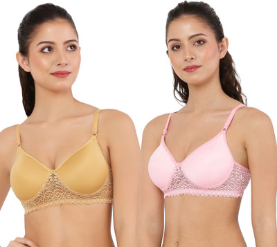 Fabitude Self Design Women Bralette Lightly Padded Bra(Pink, Multicolor)