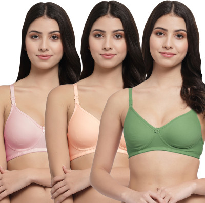Docare Women T-Shirt Lightly Padded Bra(Green, Orange, Pink)