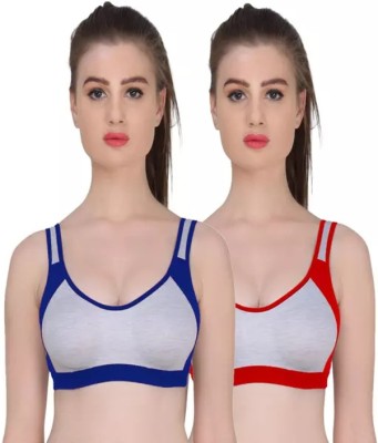 Look Creative Women Sports Non Padded Bra Women Sports Non Padded Bra(Red, Blue)