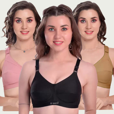 X-WELL Women Everyday Non Padded Bra(Beige, Black)