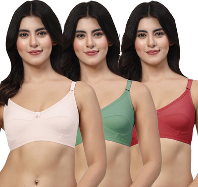 LILY Women Everyday Non Padded Bra(White, Green, Maroon)