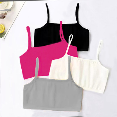 BRAAFEE Girls non padded full coverage cotton beginner sports bra Girls Training/Beginners Non Padded Bra(Multicolor)