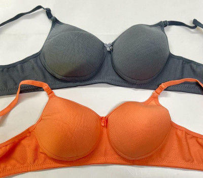 CALCADOS Combo pack of 2 Women Push-up Lightly Padded Bra(Grey, Orange)