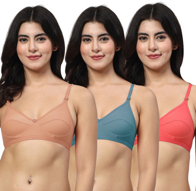 LILY anpas Women Everyday Non Padded Bra(Brown, Blue, Red)