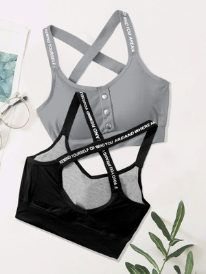 NAGARVEL CREATION crosss-gry-blk-02-p02-free Women T-Shirt Lightly Padded Bra(Multicolor)