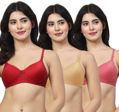LILY maofcigam Women T-Shirt Heavily Padded Bra(Maroon, Gold, Maroon)