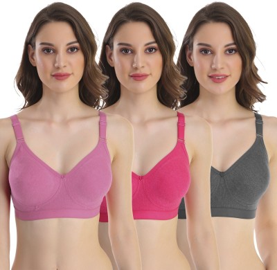 pooja ragenee Double Layer Cotton Blend Women Full Coverage Non Padded Bra(Multicolor)