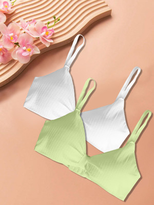 NAGARVEL CREATION 3337-PRT-WHITE-02-28 Women Everyday Lightly Padded Bra(Multicolor)