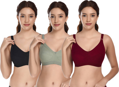 ZerrinLibaas 42B minimizer bra Black Light Green Maroon full coverage daily wear comfort Women Full Coverage Non Padded Bra(Black, Light Green, Maroon)