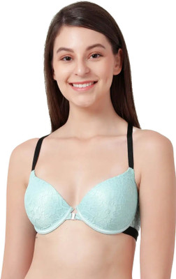 Susie Susie Demi-Coverage Under wired Front Open Pushup Padded Bra - Green Women Balconette Lightly Padded Bra(Green)