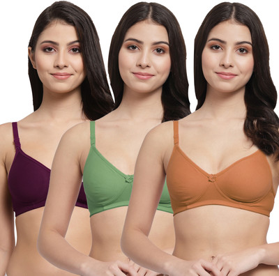 Docare Women T-Shirt Lightly Padded Bra(Brown, Green, Purple)
