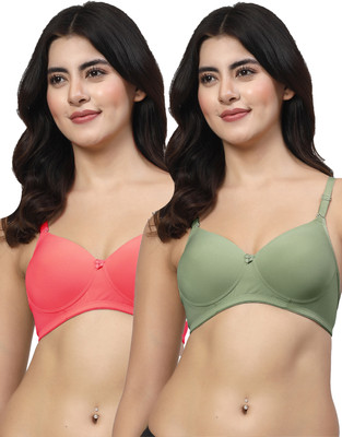LILY Dapyklis Women Cami Bra Lightly Padded Bra(Pink, Green)