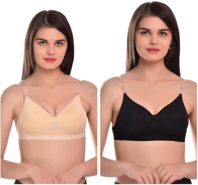 MODERNCOLLECTION Women Everyday Lightly Padded Bra(Beige, Black)