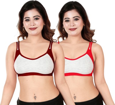 MUSIFASH SRP1315_Maroon & Red Women Sports Non Padded Bra(Maroon, Red)