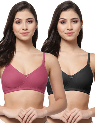 COLLEGE GIRL CG1301 Women T-Shirt Non Padded Bra(Maroon, Black)