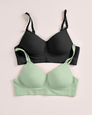 NAGARVEL CREATION 5/815-BLK-GREEN-P02-30 Women Full Coverage Lightly Padded Bra(Multicolor)