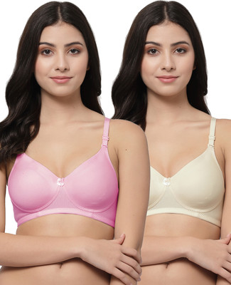 COLLEGE GIRL Detachable Strap Women T-Shirt Lightly Padded Bra(Pink, Beige)