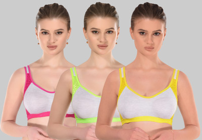 Zivosis Women Sports Non Padded Bra(Yellow, Pink, Light Green)