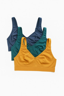 jd fashion Women Full Coverage Non Padded Bra(Blue, Yellow, Dark Green)