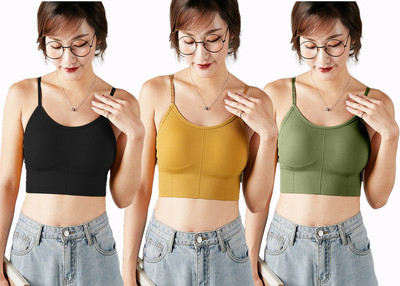 INFINIUM Women Sports Bra Women Everyday Lightly Padded Bra(Black, Green, Gold)