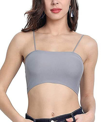 Goness Oripower Women's Comfortable Camisole Crop Top Stylish Seamless Padded Tube Bralette Bra Women Bralette Lightly Padded Bra(Grey)