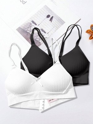 NAGARVEL CREATION G/309-BLK/WHT-P02-32 Women Push-up Lightly Padded Bra(Multicolor)