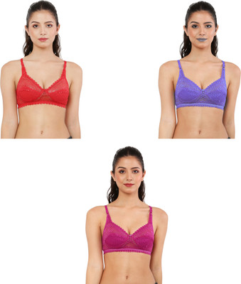 Havenhues Women Everyday Lightly Padded Bra(Red, Blue, Pink)
