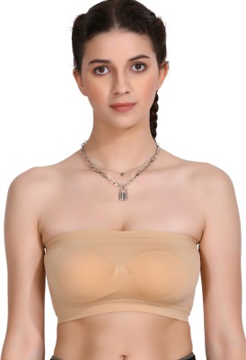 xrossme Girls Tube Non Padded Bra Beige, Girls Cotton Skin Color Tube Bra, Wirefree Women Bandeau/Tube Non Padded Bra(Beige)