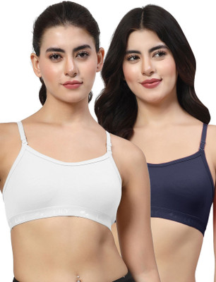 LILY 3321Mino Women Sports Non Padded Bra(White, Dark Blue)