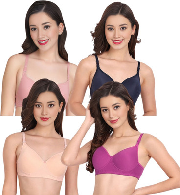 Liigne Women Everyday Padded Bra (Pack Of 4) for T-Shirt Saree Dress Sports Garment Women Full Coverage Lightly Padded Bra(Pink)