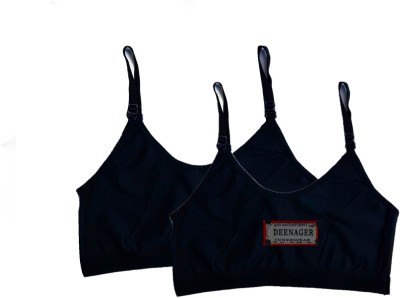 DEENAGER Girls Sports Non Padded Bra(Black)