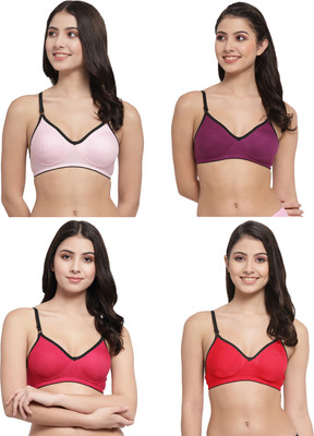 Docare M2Mino Women T-Shirt Non Padded Bra(Pink, Purple, Pink, Red)