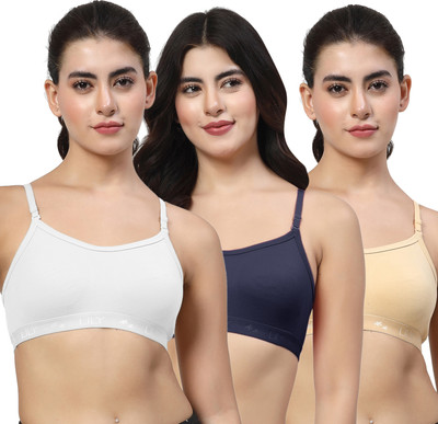 LILY 3321Mino Women Sports Non Padded Bra(White, Dark Blue, Beige)