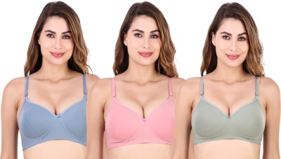 velvetcharm Zoya Women Push-up Lightly Padded Bra(Pink, Green, Blue)