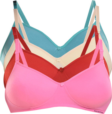 HouseOfCommon Padded Bra For Women Women Everyday Lightly Padded Bra(Pink, Red, Beige, Green)