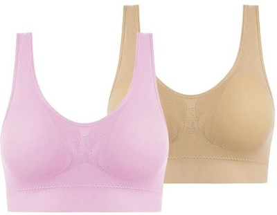 BADRESHIYA CPAIR202 Women Sports Non Padded Bra(Beige, Pink)