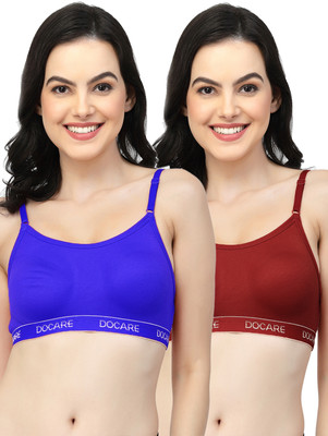 Docare Women Sports Non Padded Bra(Dark Blue, Maroon)