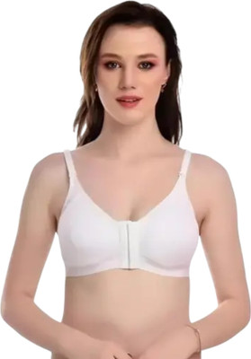 PINKLIT Front Hook Open Women Full Coverage Non Padded Bra(White)