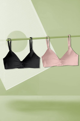 NAGARVEL CREATION 2/3337-blk/pnk-30-p02 Women Push-up Lightly Padded Bra(Multicolor)